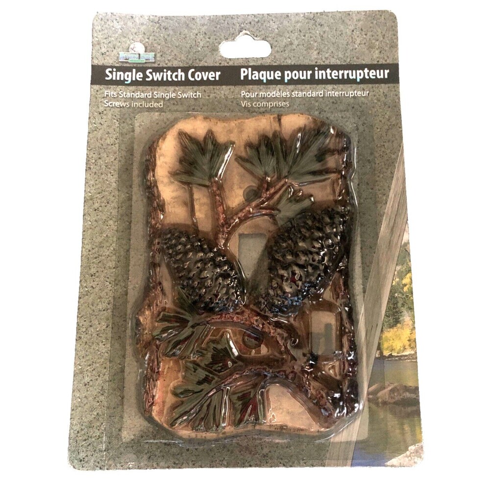 Pincone Single Toggle Light Switch Wall Plate Cover Rustic Lodge Camp Cabin